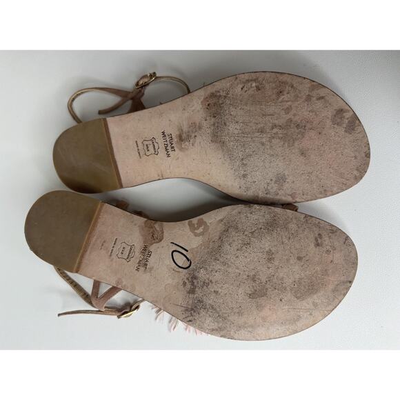 Stuart Weitzman Sandals Womens Size 7.5 Tassel Suede Leather Flat Shoes - Picture 12 of 12